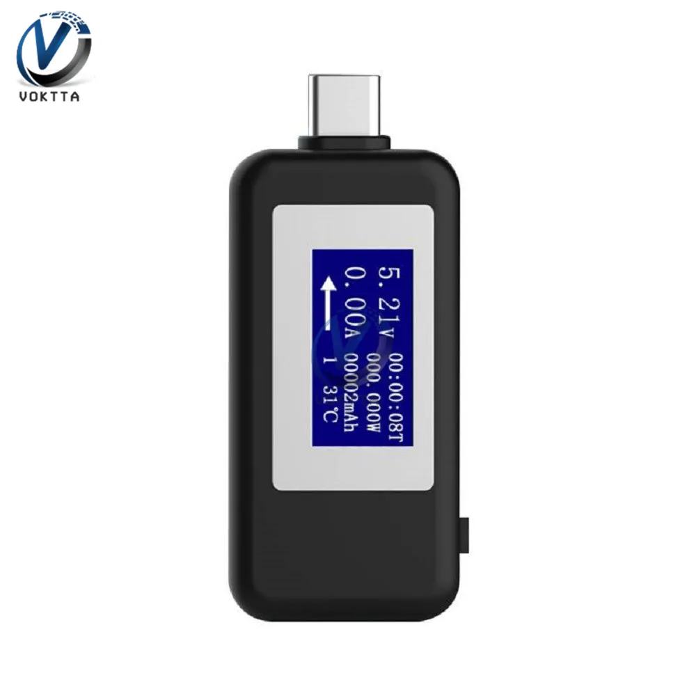 Черный Тип-c USB тест er ЖК-цифровой вольтметр Амперметр Напряжение Ток тест детектор Банк питания зарядное устройство индикатор USB доктор - Цвет: Черный