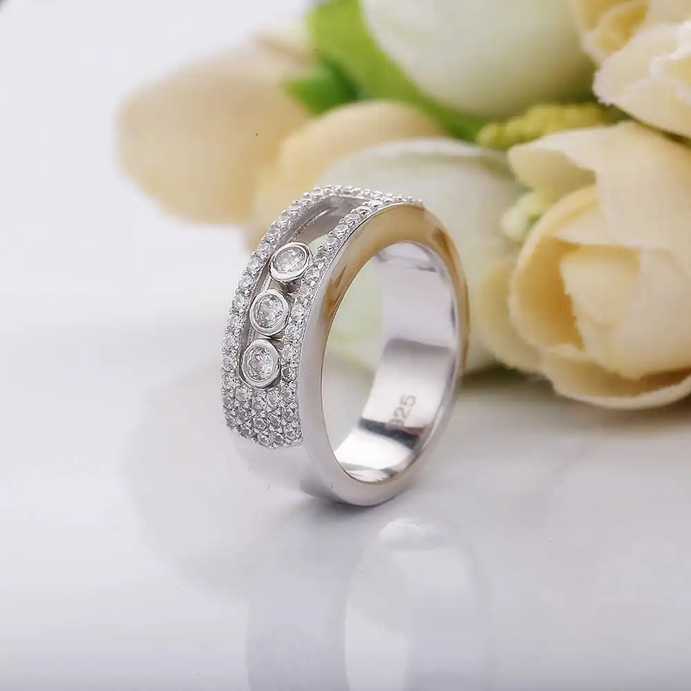 

Real 100% 925 Sterling Silver Move Stone Bague Femme Rings Stelring 925 Silver Crystal Jewelry Making Wholesale