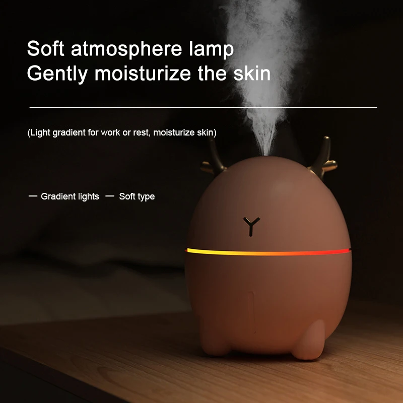 

ELOOLE 200ML Deer Horn Ultrasonic Air Humidifier Aroma Essential Oil Diffuser For Home Car Fogger Mist Maker With LED Night Lamp
