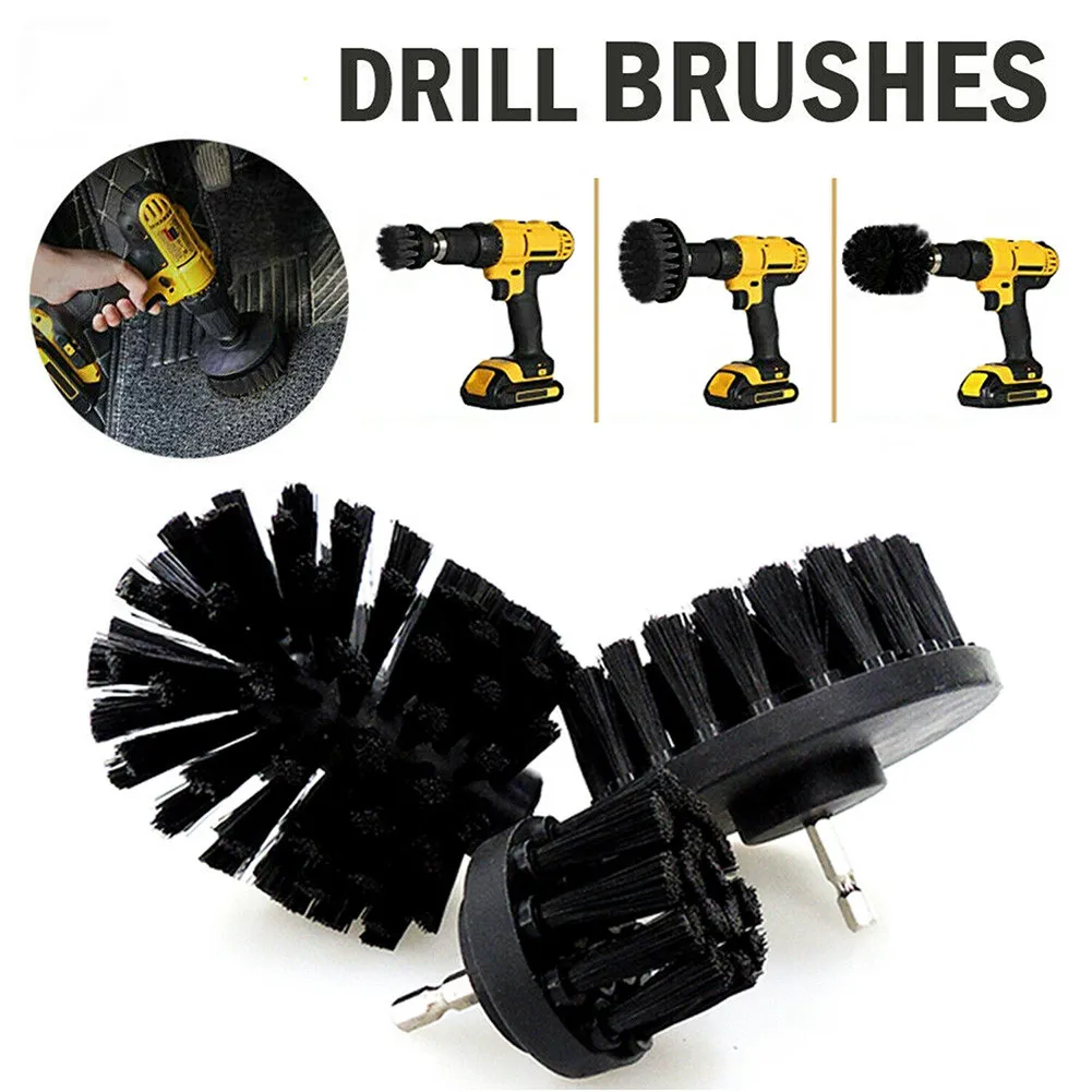 

3Pcs 2/3.5/4'' Drill Brush Electric Scrubber Brush Kit Plastic Round Cleaning Brush For Carpet Glass Car Tires Nylon Brushes