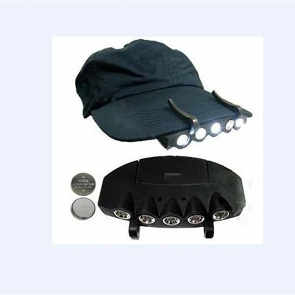 

5LEDs Portable Fishing Camping Headlight Hat Cap Clip Light Fishing Headlights Night Fishing Lights Lamp Headlamp