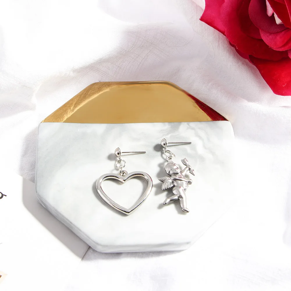 1 пара Амура Угол Сердце Асимметричная подвеска металлическая кисточка