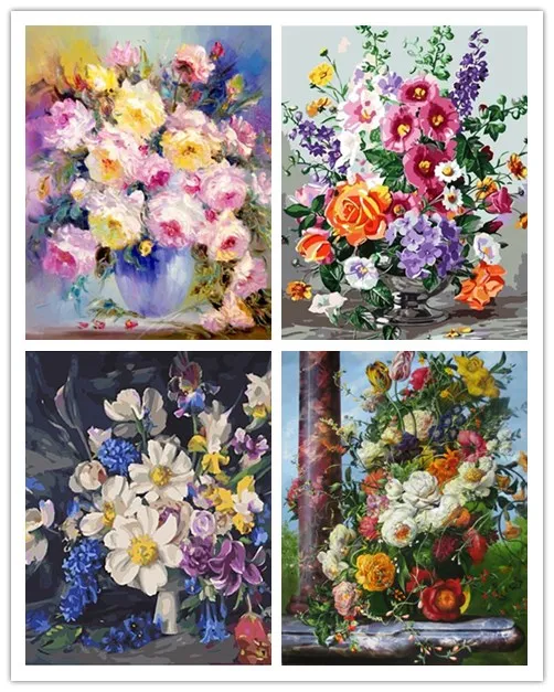 DIY картина по номерам цветочный Рисунок на холст картины Наборы ручная роспись