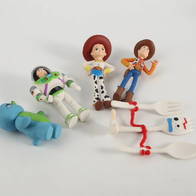 Movie 7 pcs/set Cartoon Toy Story 4 Buzz lightyear Forky Woody Jessie lotso Bullseye Horse Doll Action Figure Boy Kid Gift