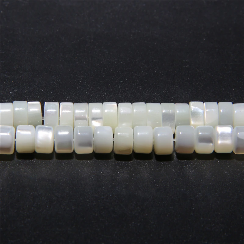 

White Natural Mother of Pearl Shell Beads Loose Round Wheel Shell Spacer Beads For Jewelry Making Necklace Crafs Strand 15"