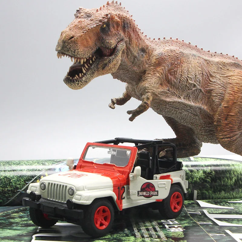 1/32 масштабные металлические автомобильные игрушки Jeep Wrangler, Парк Юрского периода, внедорожник, модель автомобиля, оттягивающие назад автомобили для детей, коллекция подарков