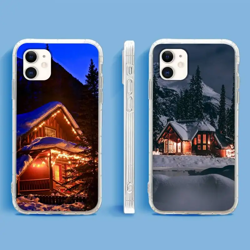 

Landscape Winter Light Snow Phone Case For iPhone 13 12 11Pro Max 11 XR XS Max X Mini 8 7 6 SE 2020 Soft Transparent Cover
