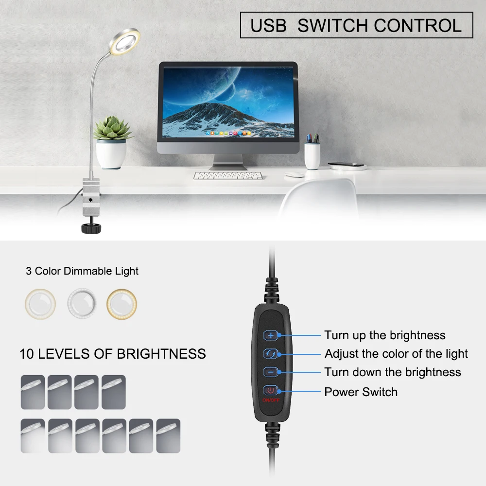 NEWACALOX USB 3X светящаяся Лупа 3 цвета светодиодный светильник увеличительное стекло