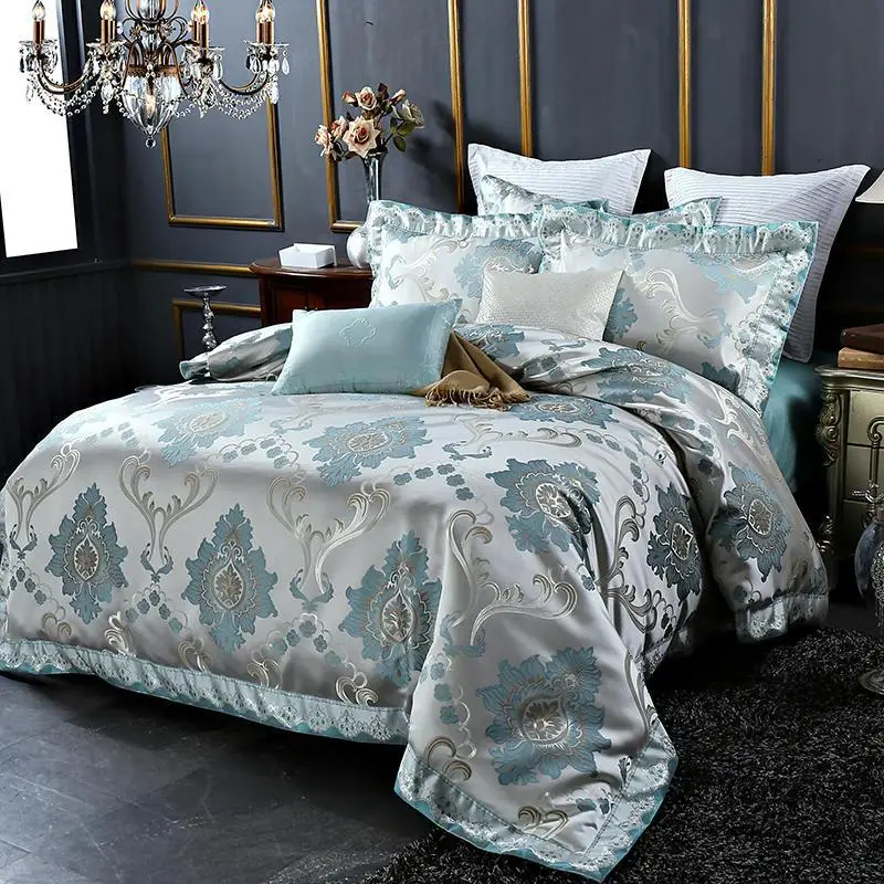 J зеленый + серебряными шелковыми нитями хлопок роскошный сатин жаккард