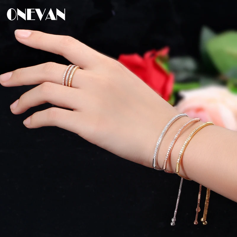 Женский Регулируемый Браслет ползунок розовое золото ювелирное изделие Pulseira