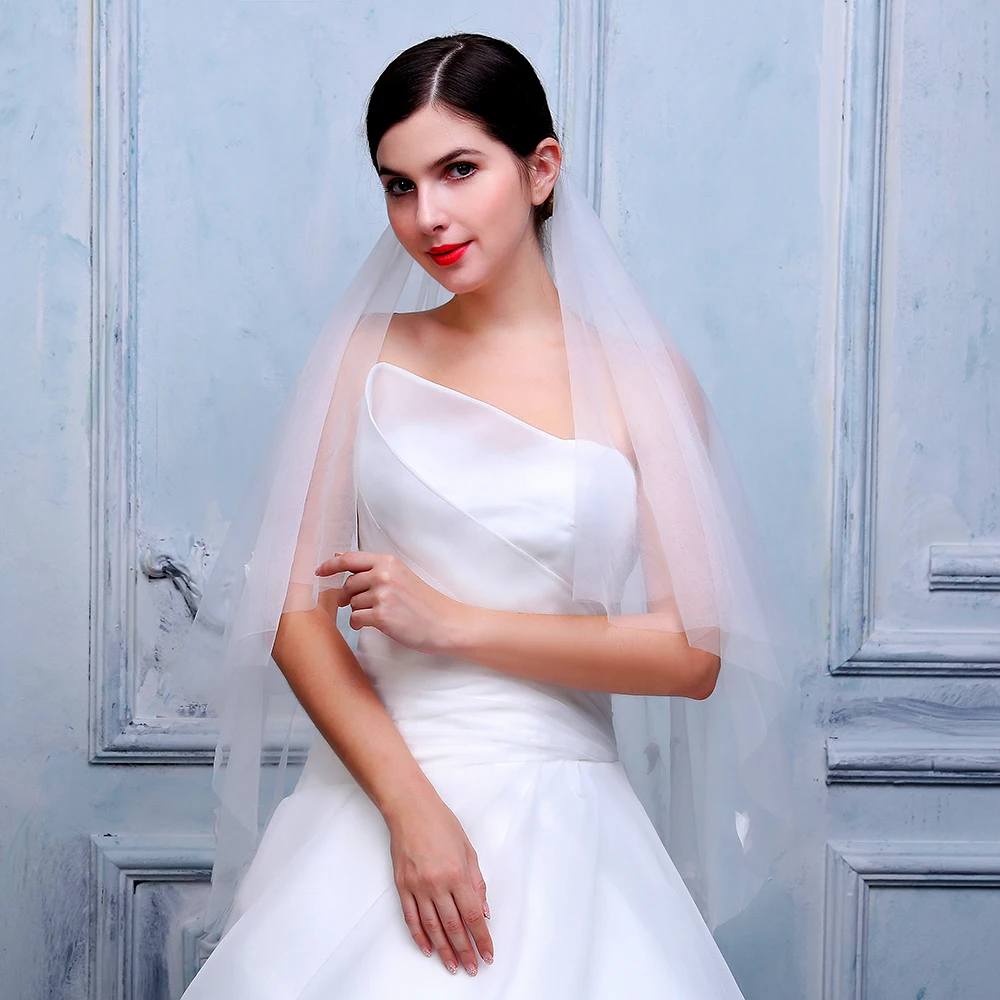 2019 женская вуаль из Мягкого Тюля ручной работы 3d атласные цветы lvory с обрезанным