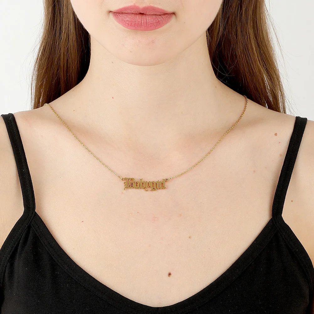 Пользовательские Старый английский шрифт Стиль ожерелье для малыша Детская