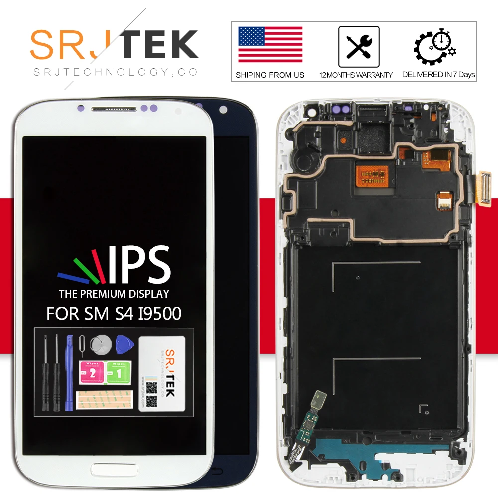 Ips для samsung Galaxy S4 I9500, ЖК-дисплей, сенсорный дигитайзер, сенсорное стекло в сборе с рамкой для Galaxy S4 GT-i9505 i9505