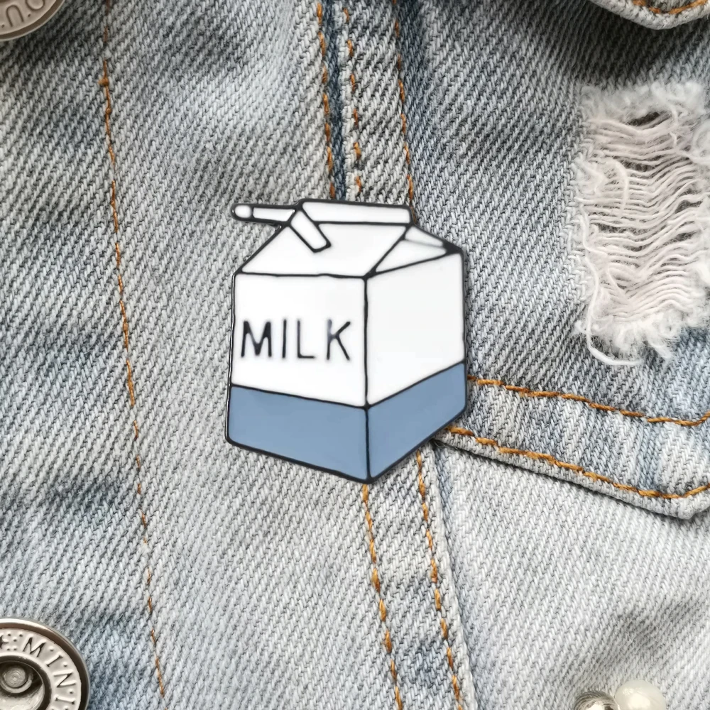 Fashion Drink Enamel Brooches Vintage Alloy Brooch Pin Milk Badge Jewelry Gift For Kids Friends
