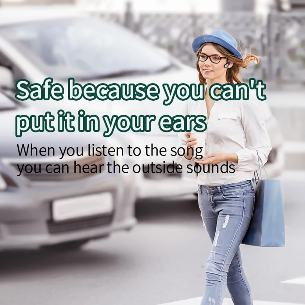 

Bone Conduction Headset 16GB Memory Headphones Bluetooth Earphone Hanging Wireless Earbuds Microphone Sport Stereo Running