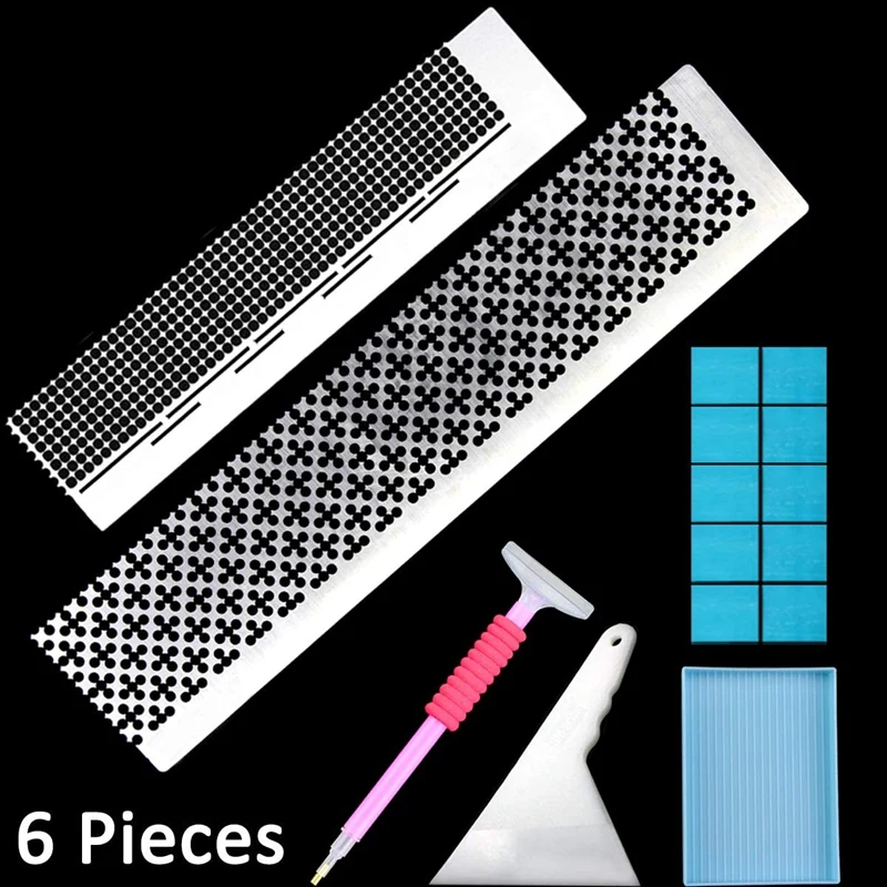 

2 Pieces 5D Diamond Painting Tool Rulers Diy Drawing Rulers with Blank Grids and Light Drill Pens Fix Tools
