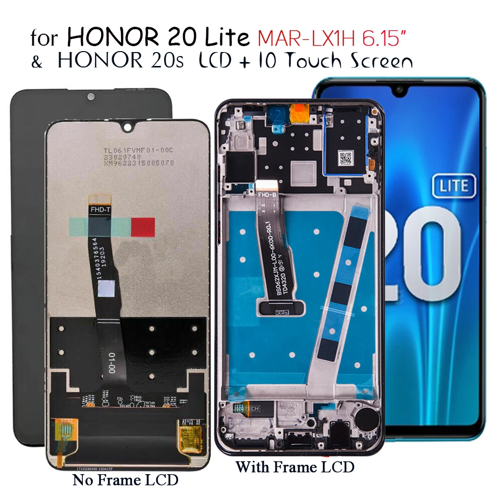 

ЖК-экран для Honor 20 Lite MAR-LX1H 6,15 дюйма, ЖК-дисплей, сенсорный экран, сменный экран для Honor 20s, экран дисплея, дигитайзер, детали