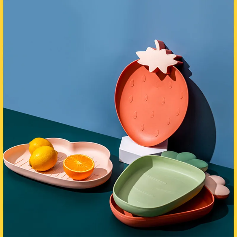 

Nordic Style Creative Fruits Plates Home Use Lovely Color Storage Trays Snacks/Candies Plates Strawberry Shape Nuts Plate