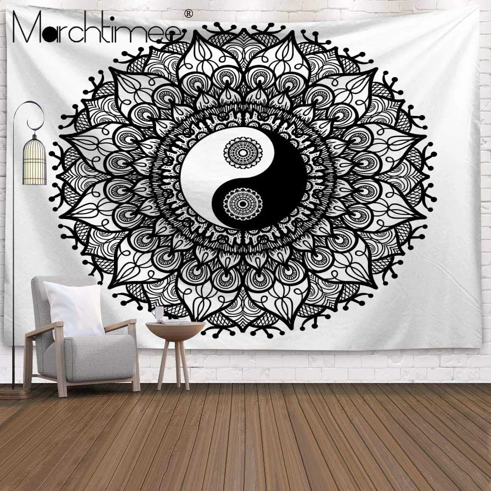 

Yin Yang Tai Chi Tapestry Mandala Art Wall Hanging Vintage Yoga Mat Room Bedding Boho Decor Sun Moon The Eight Carpet Tapestries