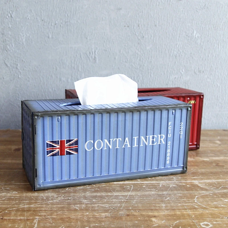 

Rectangular Container Tissue Boxes Industrial Style Paper Storage Box Creative Home Supplies Living Room Kitchen Desktop Decor