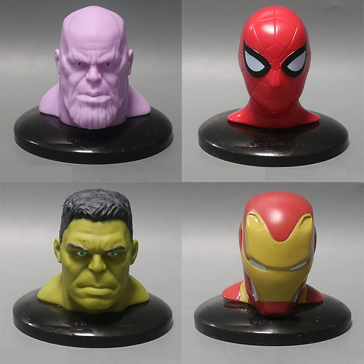 

Marvel Bulk Pack Avengers Iron Man Hulk Thanos Spider Man Head carving Doll Gifts Toy Model Anime Figures Collect Ornaments