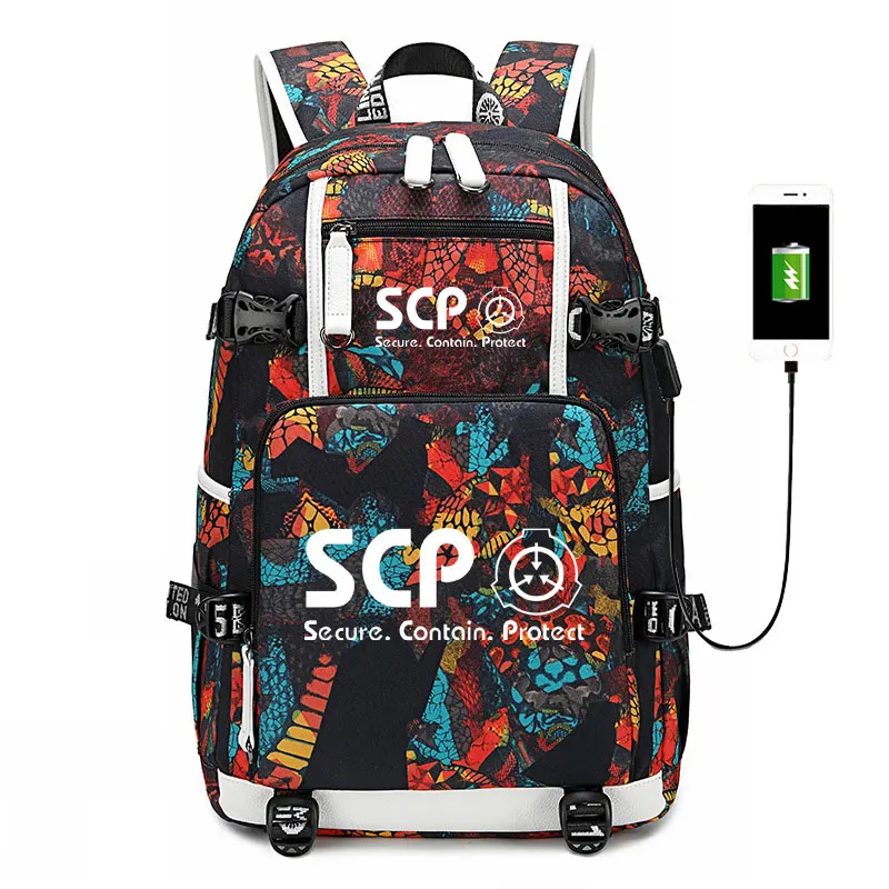 Рюкзак с USB-портом для игр SCP школьная сумка учеников и студентов Повседневная