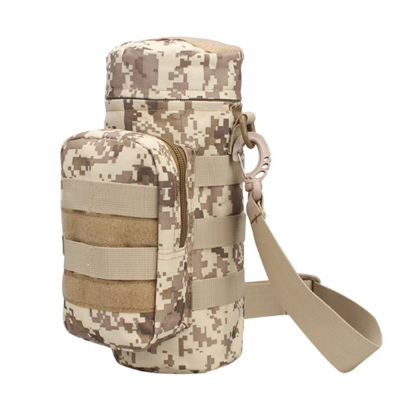 DSDG Camo Nylon Water Bag Pouch Metal Clip Molle Bottle Kettle Shoulder Bag Tactical Military Gears For Outdoor Travel Camping Hiking - Цвет: DSDG