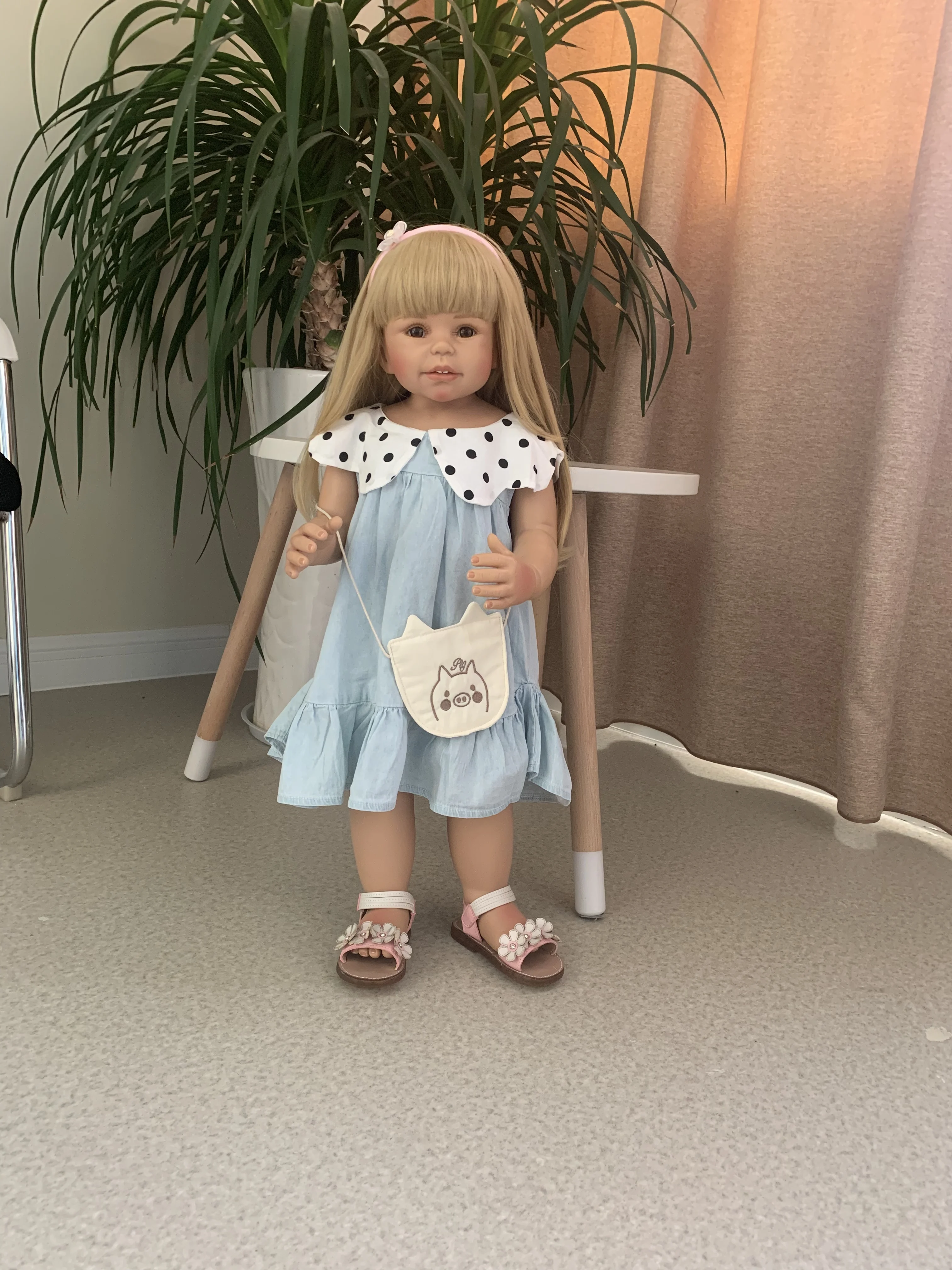 Оригинальный NPK новинка 70 см большое для маленьких девочек блонд с длинными