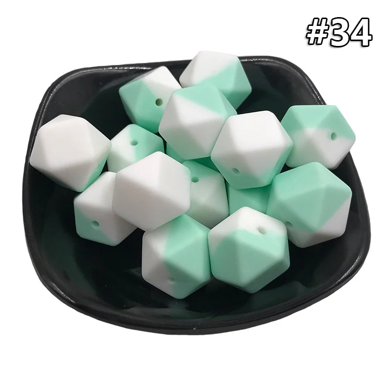 5PCS Beads 34 5 шт./компл. силиконовые шестигранные шарики 17 мм Силиконовые Шарики фитинг BPA бесплатно пищевого качества детские жевательные прорезыватели Прорезыватель Соска клип игрушка - Цвет: 5PCS Beads 34