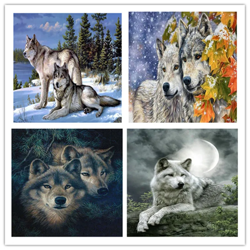 Сделай Сам Вышивка бисером животное волк Новая полная Алмазная картина вышивка