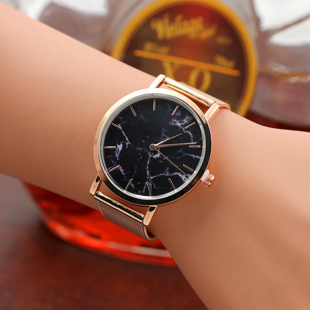

Marble Dial Quartz Watch Stainless Steel Band Latest Wristwatch Fashion Ladies Chock Montre Femme Reloj Mujer Drop Shipping