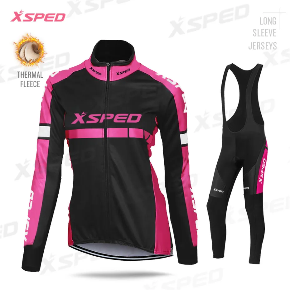 Женская велосипедная одежда комплект из Джерси с длинным рукавом теплый