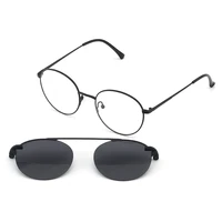 new standing round 2 in 1 magnet polarized clip on glasses frame for women clip glasses optical prescription eyeglasses frame