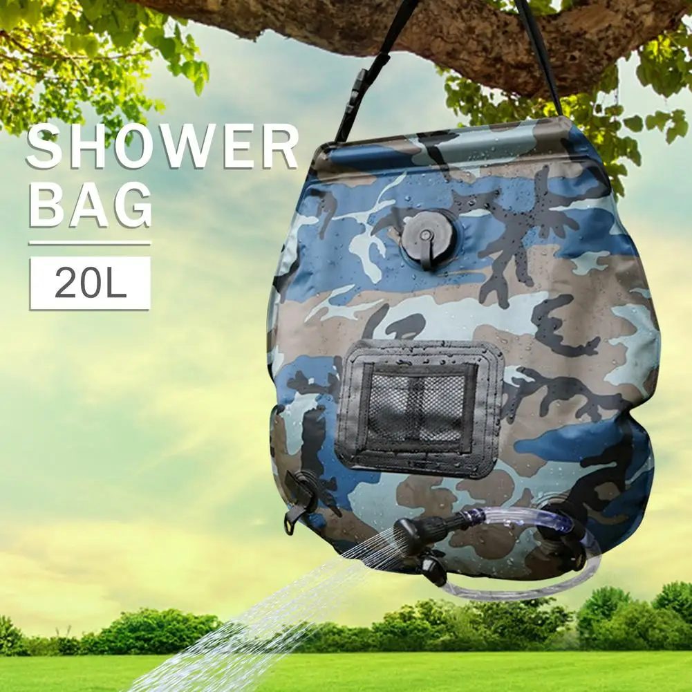 

Solar Shower Bag 20L Solar Camouflage Portable Camping Shower Bag With Switch Hose And Shower Head For Outdoor Hiking Swimming