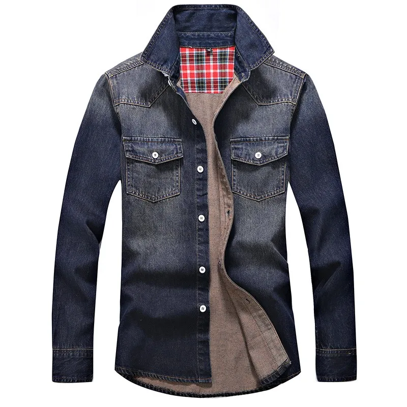 

Batmo 2019 autumn new arrival Men's fashion denim shirt,Simple single-breasted Long sleeve shirt,size M-3XL.