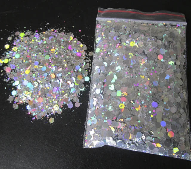 Радужные Блестящие Блестки шестиугольные с голографическим блеском 15 г