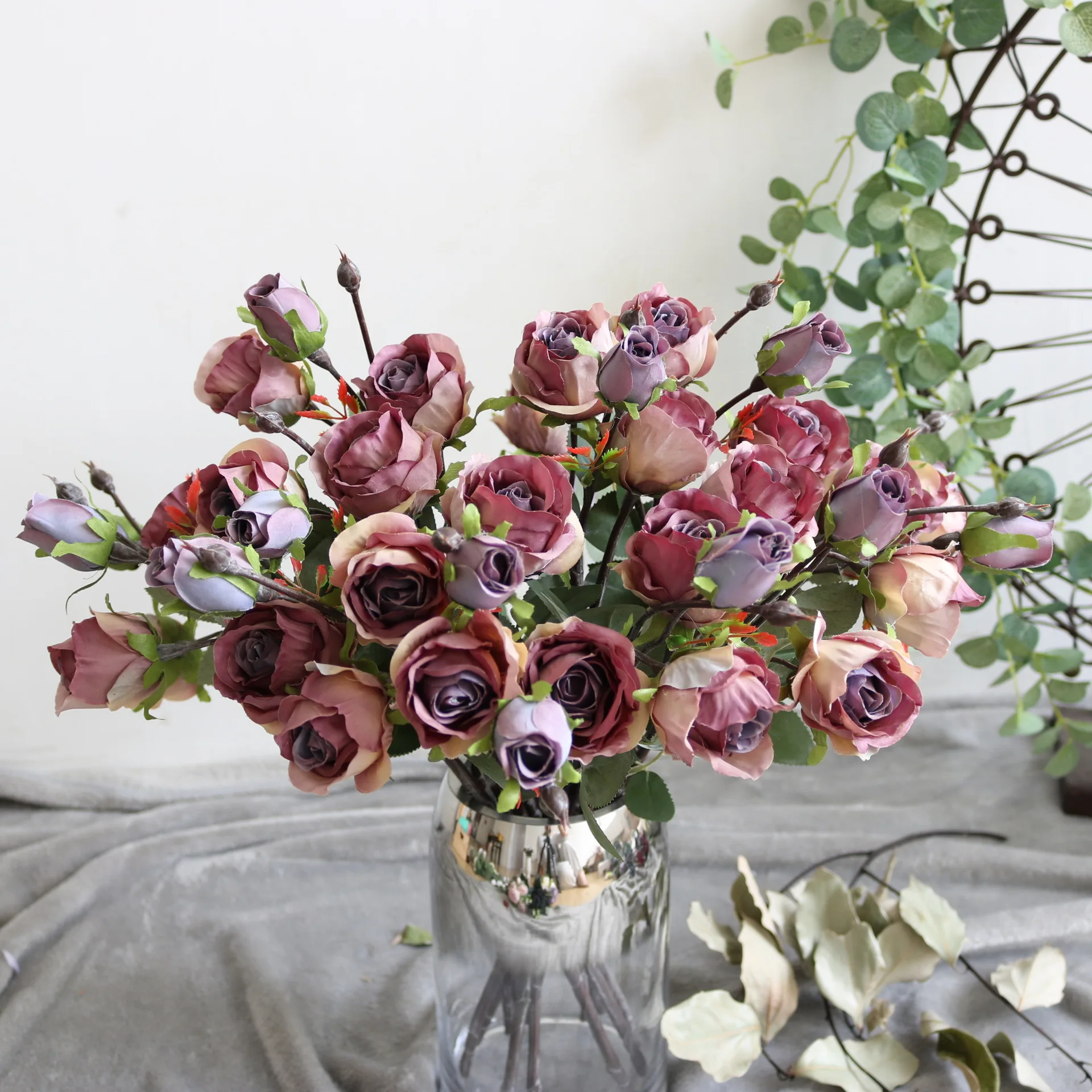 Имитация розы 3 головы в европейском стиле маленькая пасторальная хипстерская