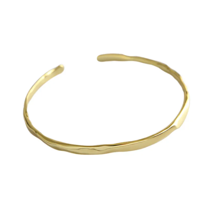 

JShine Irregular 925 Sterling Silver Bracelets Smooth Surface Women Bangles Concave Two-tone Open Bangles Cuff Fashion Jewelry