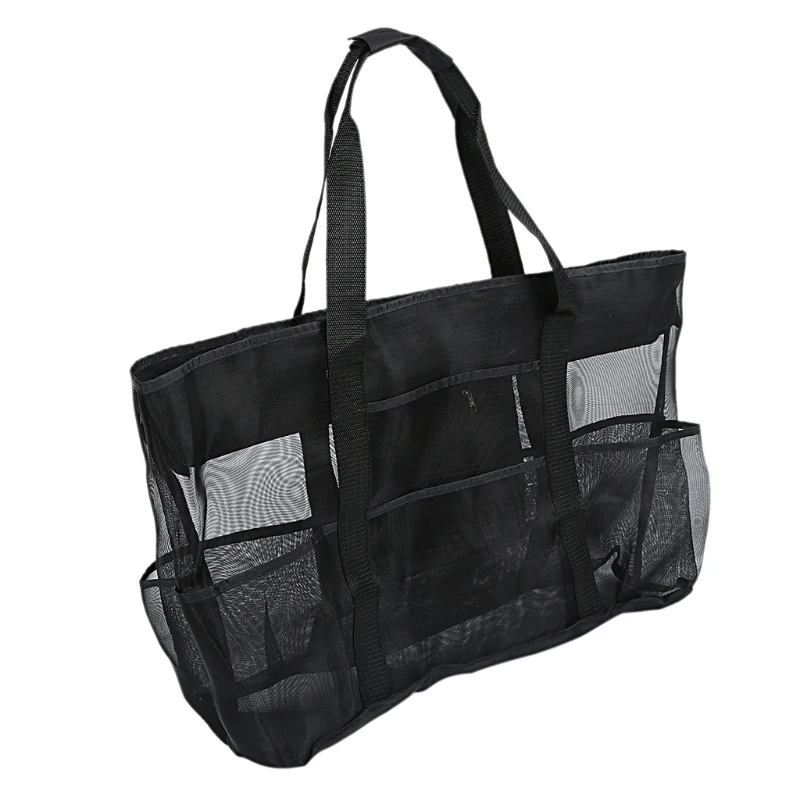 

Breathable Multiple Pockets Mesh Storage Bag Large Capacity Mesh Bag Beach Picnic Travel Bag Tote Storage Pouch Handbag Q1JE
