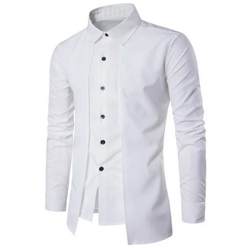 HEFLASHOR повседневная мужская Однотонная рубашка Осенняя модная деловая однотонная
