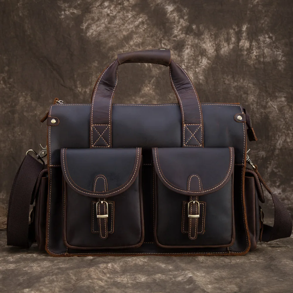 BOLEKE New Genuine Leather Men Business Bag Fashion Brand Shoulder Tote Messenger Causal Handbag 15"Laptop Briefcase Mal | Багаж и