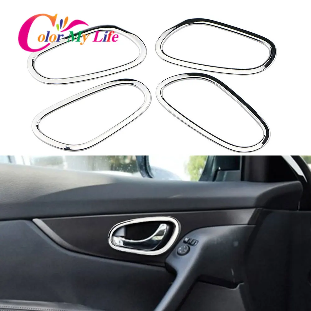 

Color My Life Chrome Interior Car Door Handle Bowl Circle Cover Frame Trim for Nissan X-trail Xtrail T32 2014-2020 Accessories