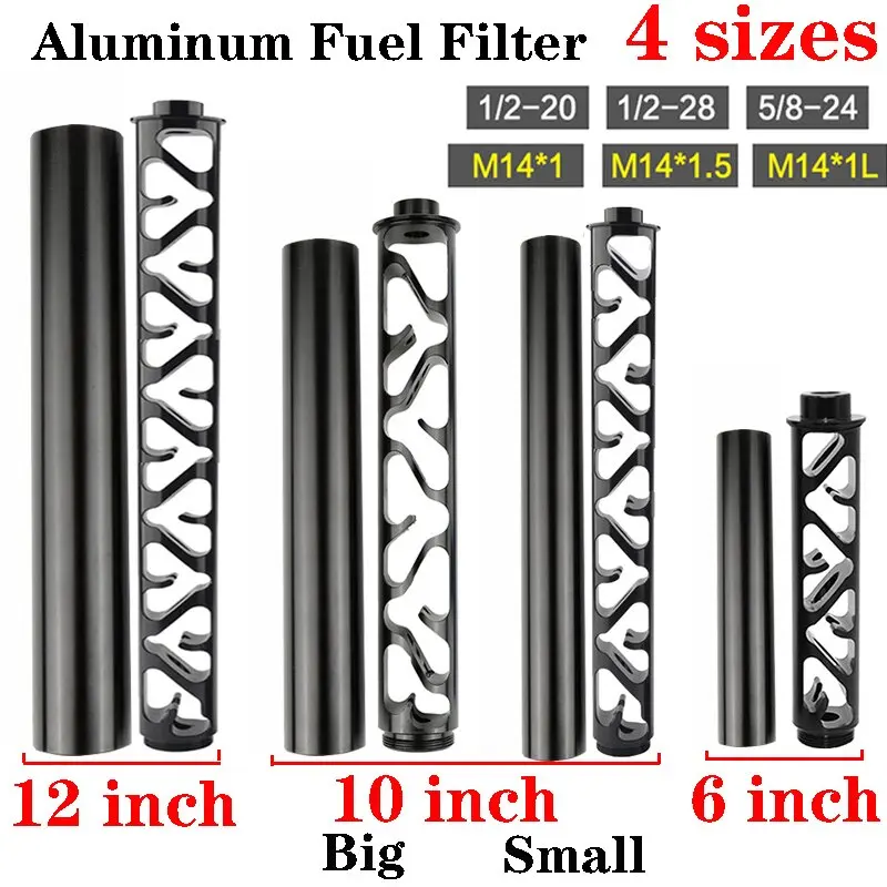

4 Style Aluminum Solvent Filter for NAPA 4003 Wix 24003 with 1/2 -28,5/8-24,1/2-20,M14x1,M14x1.5