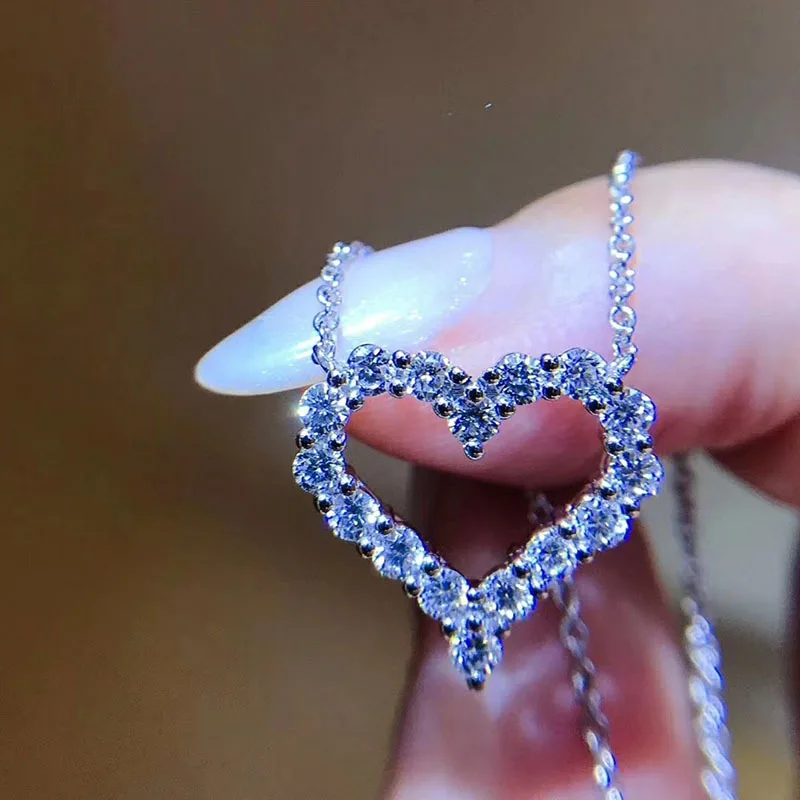 Женский кулон из серебра 925 пробы с подвеской в виде сердца|Подвески| |