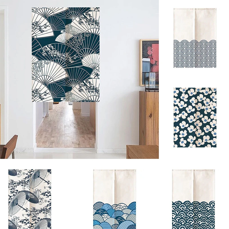 

Japanese Bedroom Kitchen Partition Curtain Geomantic Half Panel Curtain No Hole Home Decoration Blackout Curtain