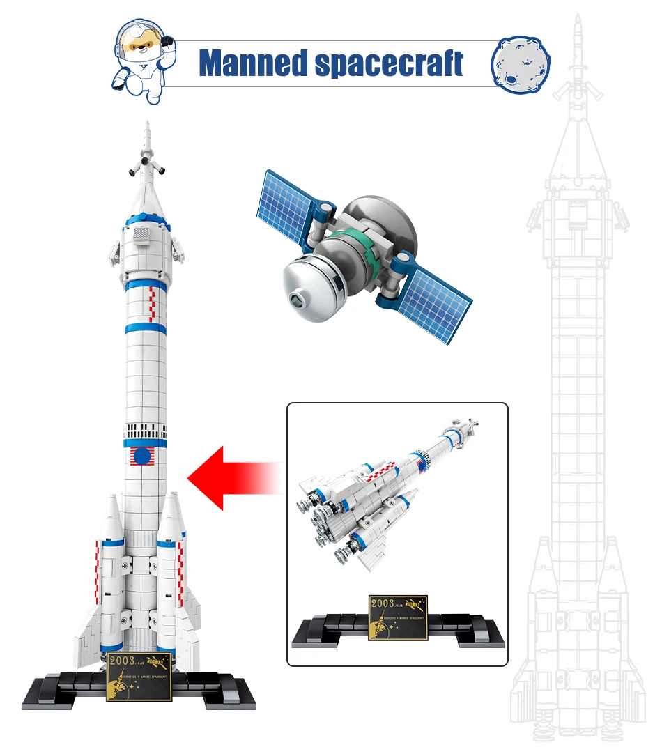 

City technical Aviation Rocket Building Blocks Creator Artificial Satellite Space Launcher Cosmonaut Figures Bricks Kids Toys