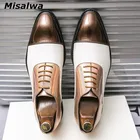 Misalwa модные контрастные Роскошные туфли для мужчин с закрытым носком новые стильные оксфорды для вечерние мужские мокасины из искусственной кожи оверсайз 46 47 48