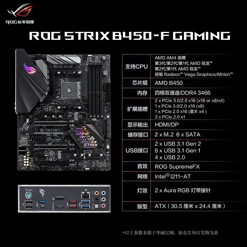 Bestellen Original Motherboard Für Neue ASUS ROG STRIX B450-F GAMING Buchse AM4 DDR4 USB 3,1 64G SATA3 B450 M.2 Desktop Motherboard