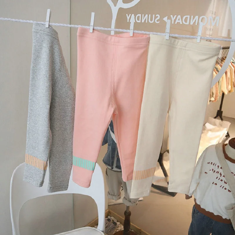 

Детские брюки для девочек на весну и осень, хлопковые большие штаны из ПП, модные леггинсы, длинные брюки с высокой талией, детские брюки