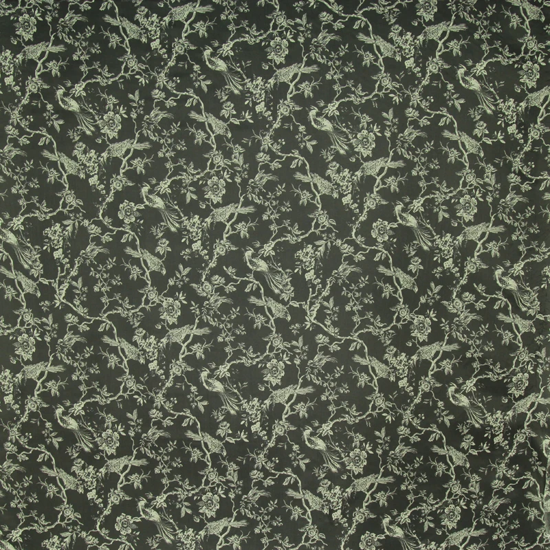 Дизайн растений и птиц на черной шелковой Марле Прозрачная Шелковая ткань